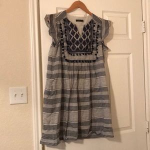 navy and white dress